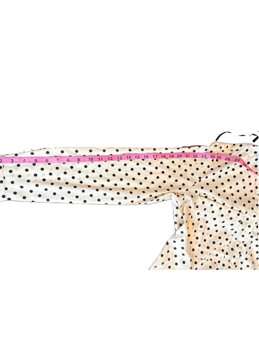 Kut from the Kloth Cream with Black polka dot collared button up long sleeve M - Picture 6 of 8